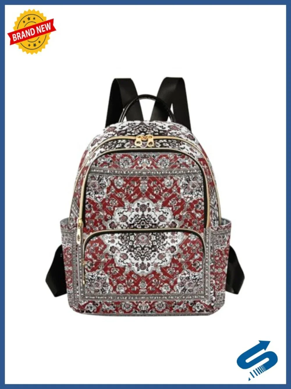 Boho Mandala Fashion Backpack Lightweight Travel Shoulder Bag Polyester